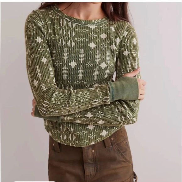 We The Free Tops - We The Free Pretty Little Thermal In Pine Combo Size XS NWT Retail $58